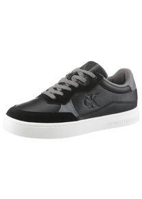 Plateausneaker Calvin Klein Jeans "CLASSIC CUPSOLE MG WMM", Herren, Gr. 40, schwarz (schwarz, grau), Leder, Lederimitat, unifarben mit Farbeinsatz, Schuhe Plateausneaker, Freizeitschuh, Halbschuh, Schn&uuml;rschuh mit seitlichem CK-Logo