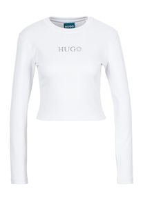 Langarmshirt HUGO BLUE "Della", Damen, Gr. XXL, schwarz, Jersey, Obermaterial: 66% Baumwolle, 29% Polyester, 5% Elasthan, unifarben, Basic, k&ouml;rpernah, Rundhals, Shirts Langarmshirt, mit Rundhalsausschnitt