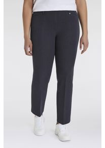 Stoffhose KjBRAND "Hose Bea in Bi-Stretch Kammgarnoptik mit B&uuml;gelfalte", Damen, Gr. 46, N-Gr, grau (anthrazit), Web, Obermaterial: 63% Polyester, 35% Viskose, 2% Elasthan, unifarben, weit, unten schmal normal, Hosen Stoffhose, Sommerhose, ideal f&uuml;r kr&auml;ftige Oberschenkel