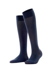 Kniestr&uuml;mpfe Falke "Cotton Touch", Damen, Gr. 35-38, blau (schwarz navy), Baumwollmischung, unifarben, normal, Socken Kniestr&uuml;mpfe, weicher Komfortbund, druckfreier Sitz, atmungsaktiv