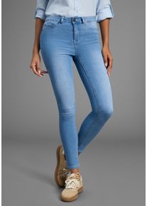 Skinny-fit-Jeans Arizona "Ultra Stretch", Damen, Gr. 46, N-Gr, blau (bleached), Jeans, Obermaterial: 63% Baumwolle, 32% Polyester, 5% Elasthan, skinny fit kn&ouml;chellang, Jeans Skinny-fit-Jeans, extra-eng geschnittene Beinform, modische Used-Waschung, Topseller