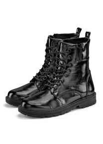 Stiefelette Lascana, Damen, Gr. 42, schwarz, Obermaterial: 100% Lederimitat. Decksohle: 100% Textilmaterial. Futter: 100% Textilmaterial. Laufsohle: 100% Synthetik, metallic, unifarben, Schuhe Stiefelette, im angesagten Metallic-Look, Stiefel, Boots VEGAN