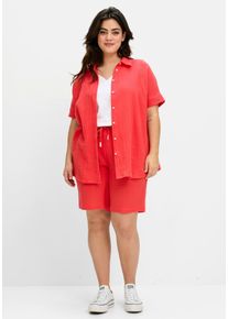 Bermudas sheego, Damen, Gr. 46, Normalgr&ouml;&szlig;en, rot (hummer), 100% Baumwolle, unifarben, Hosen Bermudas