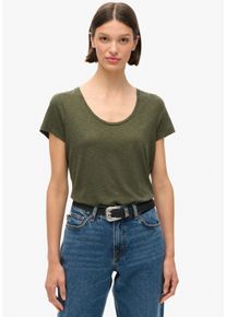Kurzarmshirt Superdry "SCOOP NECK TEE", Damen, Gr. M, gr&uuml;n (army khaki gr&uuml;n), Single Jersey, Obermaterial: 60% Baumwolle, 40% Modal, unifarben, regular fit h&uuml;ftbedeckend, Rundhals, Shirts Kurzarmshirt