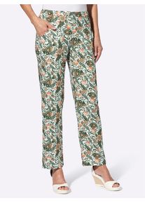 Schlupfhose Classic Basics, Damen, Gr. 50, Normalgr&ouml;&szlig;en, gr&uuml;n (ecru, eucalyptus, bedruckt), 100% Viskose, Paisley, gebl&uuml;mt, gemustert, mehrfarbig, Hosen Schlupfhose