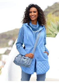 Strickpullover Heine "Pullover", Damen, Gr. 42, blau (himmelblau), 100% Baumwolle, gemustert, mehrfarbig, unifarben, Pullover Strickpullover