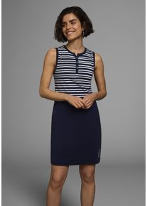 Sommerkleid Kangaroos, Damen, Gr. 44, N-Gr, blau (marine, wei&szlig;), Rippware, Obermaterial: 100% Baumwolle, gestreift, unifarben, sehr figurbetont mini, Rundhals, Kleider Sommerkleid, aus Rippware, Mini-L&auml;nge