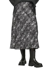 Maxirock s.Oliver, Damen, Gr. 38, grau (asphalt), Obermaterial: 100% Viskose, bedruckt, regular fit ca. Mitte Wade, R&ouml;cke Maxirock, mit trendy Animal-Muster