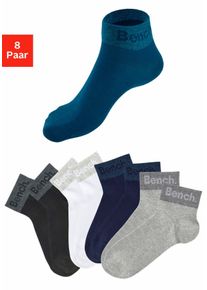 Kurzsocken Bench., Damen, Gr. 35-38, blau (2x schwarz, 2x wei&szlig;, 2x hellgrau, meliert, 2x blau), Baumwolle, Elasthan, Polyamid, unifarben, elastisch, Socken Kurzsocken, mit eingestricktem Schriftzug am B&uuml;ndchen, Topseller