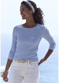 Langarmshirt Lascana "in modischer Piqu&eacute;-Optik", Damen, Gr. 36/38, blau (hellblau), Piqu&eacute;, Obermaterial: 69% Polyester (REPREVE), 28% Viskose, 3% Elasthan, unifarben, Basic, Basic schmal, Rundhals, Shirts Langarmshirt, aus weicher Qualit&auml;t mit Viskose, Topseller