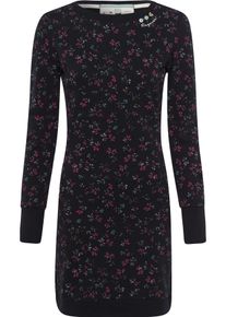 Sweatkleid Ragwear "MENITA O", Damen, Gr. M (38), N-Gr, schwarz (schwarz 1010), Sweatware, Obermaterial: 100% Baumwolle, bedruckt, gebl&uuml;mt, gemustert, kontrastfarbene Details, mehrfarbig, figurbetont, Rundhals, Rippb&uuml;ndchen, Kleider Sweatkleid, im Mille-Fleur All Over-Print