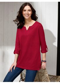 Longshirt Classic Basics "Longshirt", Damen, Gr. 46, rot (bordeaux), 100% Baumwolle, unifarben, Rundhals, Shirts Longshirt