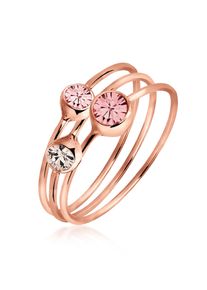 Ring-Set Elli "Ring Set Kristalle Rose 925 Sterling Silber Ros&eacute;-vergoldet" Gr. 50, rosa, Fingerringe, Damen, 50,mit Stein, Silber 925 (Sterlingsilber), 4mm, Ring-Set