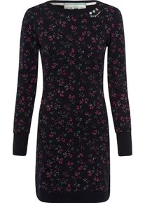 Sweatkleid Ragwear "MENITA O", Damen, Gr. S (36), N-Gr, schwarz (schwarz 1010), Sweatware, Obermaterial: 100% Baumwolle, bedruckt, gebl&uuml;mt, gemustert, kontrastfarbene Details, mehrfarbig, figurbetont, Rundhals, Rippb&uuml;ndchen, Kleider Sweatkleid, im Mille-Fleur All Over-Print