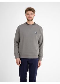 Sweater Lerros, Herren, Gr. S, basalt grau, Sweatware, Obermaterial: 50% Baumwolle, 50% Polyester, unifarben, normal h&uuml;ftbedeckend, Rundhals, B&uuml;ndchen, Sweatshirts Sweater, mit Logo-Badge
