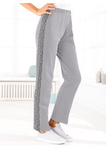 Homewearpants, Damen, Gr. 46, Normalgr&ouml;&szlig;en, grau (hellgrau, meliert), 100% Baumwolle, gemustert, unifarben, lang, Hosen Homewearpants