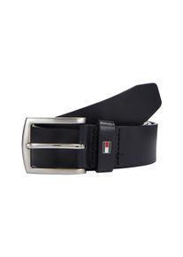 Lederg&uuml;rtel Tommy Hilfiger "DENTON 3,5 cm breit", Herren, Gr. 80, blau (midnight), Leder, unifarben, Basic, G&uuml;rtel Lederg&uuml;rtel, Robuster Lederg&uuml;rtel mit Flag-Label, silberne Schnalle, verstellbar