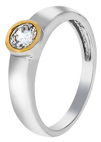 Fingerring Firetti "Schmuck Geschenk Silber 925 Silberring Solit&auml;r" Gr. 60, gold (silberfarben, gelbgoldfarben, kristallwei&szlig;), Fingerringe, Damen, 60, Silber 925 (Sterlingsilber), 2,35mm, Fingerring, mit Zirkonia (synth.)