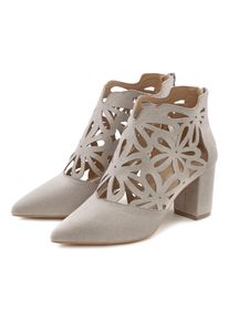 High-Heel-Stiefelette Lascana, Damen, Gr. 40, grau (hellgrau), Obermaterial: 100% Textilmaterial. Decksohle: 100% Lederimitat. Futter: 100% Lederimitat. Laufsohle: 100% Synthetik, unifarben, Schuhe High-Heel-Stiefelette, mit femininer Spitze und Blockabsatz, Ankle Boot, Stiefel, Topseller