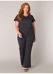 Stoffhose Base Level Curvy "Lori", Damen, Gr. 46, L&auml;nge 32, schwarz, Web, Obermaterial: 75% Polyamid, 25% Elasthan, unifarben, lang, Hosen Stoffhose, Sommerhose mit Stetch und leichtem Schlag