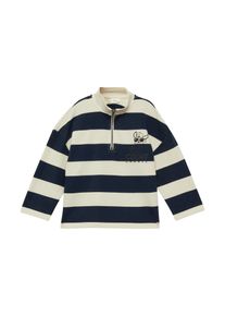 Sweatshirt s.Oliver JUNIOR, Jungen, Gr. 128/134, blau, Sweatware, Obermaterial: 90% Baumwolle, 10% Polyester, bedruckt, gestreift, regular fit normal, ohne Ausschnitt, gerader Abschluss, Sweatshirts Sweatshirt, mit Print