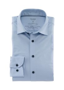 Businesshemd OLYMP "Level Five body fit Jerseyshirt", Herren, Gr. 42, N-Gr, blau (hellblau), Web, Obermaterial: 92% Baumwolle, 8% Elasthan, schmal, Hemden Businesshemd, in Jersey Qualit&auml;t