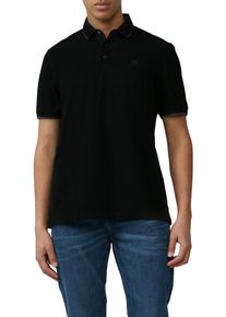 Poloshirt s.Oliver, Herren, Gr. M, schwarz, Piqu&eacute;, Obermaterial: 95% Baumwolle, 5% Elasthan, unifarben, regular fit taillenbedeckt, gerader Abschluss kontrastfarben, Shirts Poloshirt, mit Kontrast-Details