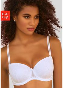 Balconette-BH Lascana, Damen, Gr. 70, Cup E, wei&szlig;, Microtouch, Obermaterial: 82% Polyamid, 18% Elasthan, figurbetont, BHs Balconette-BH, aus feiner, blumiger Spitze, Dessous