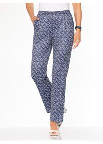 Schlupfhose Classic Basics, Damen, Gr. 46, Normalgr&ouml;&szlig;en, blau (marine, wei&szlig;, gewellt), 100% Polyester, gebl&uuml;mt, gemustert, mehrfarbig, Hosen Schlupfhose