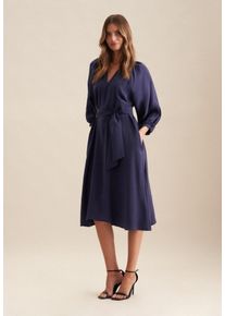 Sommerkleid Seidensticker "Schwarze Rose", Damen, Gr. L40, Normalgr&ouml;&szlig;en, blau (dunkelblau), 88% Modal, 12% Polyester, unifarben, oversize, Rundhals, Kleider Sommerkleid, 3/4 Rundhals Uni