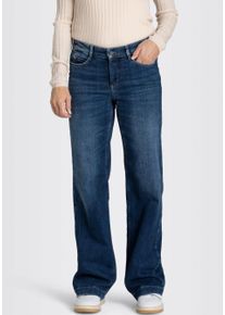 Weite Jeans MAC "Dream Wide authentic", Damen, Gr. 46, L&auml;nge 32, blau (cobalt authentic wash32), Denim/Jeans, Obermaterial: 90% Baumwolle, 7% Elastomultiester, 3% Elasthan, straight fit lang, Jeans Weite Jeans, mit formendem Shaping-Effekt, Topseller