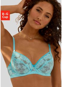 B&uuml;gel-BH Lascana, Damen, Gr. 85, Cup E, blau (t&uuml;rkis), Mesh, Obermaterial: 87% Polyamid, 9% Elasthan, 4% Polyester, BHs B&uuml;gel-BH, aus zarter, elastischer Jacquardspitze und feinem Mesh, sexy Dessous
