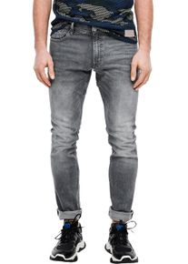 Slim-fit-Jeans QS, Herren, Gr. 36, L&auml;nge 34, grau (grau washed), Denim/Jeans, Obermaterial: 99% Baumwolle, 1% Elasthan, unifarben, slim fit kn&ouml;chellang, Jeans Slim-fit-Jeans, im Five-Pocket Style