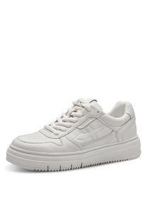 Plateausneaker Tamaris, Damen, Gr. 37, wei&szlig;, Leder, Lederimitat, unifarben, Schuhe Plateausneaker, Trendsneaker, Freizeitschuh, Schn&uuml;rschuh im coolen Basket-Style