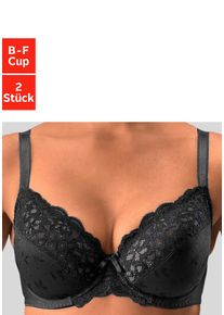 B&uuml;gel-BH Petite Fleur, Damen, Gr. 105, Cup F, schwarz (schwarz, wei&szlig;), Spitze, Obermaterial: 90% Polyamid, 10% Elasthan, BHs B&uuml;gel-BH, mit elastischer Spitze, Dessous