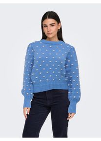 Jacqueline de Yong Rundhalspullover JDY "JDYSIGRID LIFE L/S ON PUFF PULL KNT NOOS", Damen, Gr. M, ebb and flow detail:with cement dots, Strick, Obermaterial: 100% Polyester, gepunktet, figurumspielend taillenbedeckt, Rundhals, Puff&auml;rmel,eingesetzt Strickb&uuml;ndchen, Pullover Rundhalspullover, in gepunkteter Optik