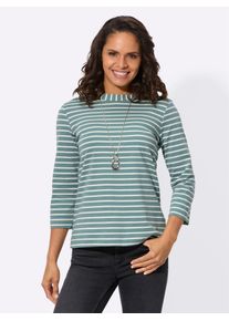 3/4-Arm-Shirt Casual Looks "Ringelshirt", Damen, Gr. 50, gr&uuml;n (jade), 95% Baumwolle, 5% Elasthan, gemustert, gestreift, mehrfarbig, U-Boot-Ausschnitt, Shirts 3/4-Arm-Shirt