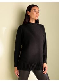 Rollkragenpullover Heine "Rollkragenpullover", Damen, Gr. 42, schwarz, 50% Viskose, 28% Polyester, 22% Polyamid, unifarben, Pullover Rollkragenpullover