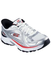 Slip-On Sneaker Skechers "STAMINA SPORT", Herren, Gr. 43, silber (wei&szlig;, silberfarben), Leder, Mesh, Schuhe Slip-On Sneaker, Trainingsschuh, Retro Sneaker mit Slip-ins