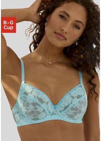 B&uuml;gel-BH Lascana, Damen, Gr. 80, Cup E, blau (t&uuml;rkis), Mesh, Obermaterial: 87% Polyamid, 9% Elasthan, 4% Polyester, BHs B&uuml;gel-BH, aus zarter, elastischer Jacquardspitze und feinem Mesh, sexy Dessous