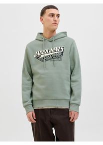 Jack & Jones Kapuzensweatshirt JACK & JONES "JJELOGO SWEAT HOOD 2 COL 25/26 NOOS", Herren, Gr. XS, gr&uuml;n (iceberg gr&uuml;n), angeraute Sweatware, Obermaterial: 70% Baumwolle, 30% Polyester, bedruckt, regular fit normal, Rundhals, Rippb&uuml;ndchen, Sweatshirts Kapuzensweatshirt, mit stylischem Print