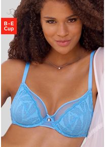 B&uuml;gel-BH Vivance, Damen, Gr. 80, Cup D, blau, Spitze, Obermaterial: 85% Polyamid, 15% Elasthan, BHs B&uuml;gel-BH, aus elastischer Jacquardspitze, verf&uuml;hrerische Dessous
