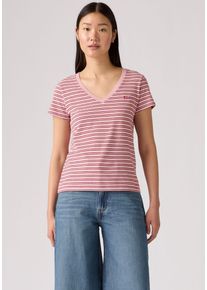 Levi's V-Shirt LEVI'S "PERFECT VNECK", Damen, Gr. XL (42), clara stripe zephyr, Single Jersey, Obermaterial: 100% Baumwolle, figurbetont normal, V-Ausschnitt, Shirts V-Shirt, mit Mini-Batwing-Logostickerei
