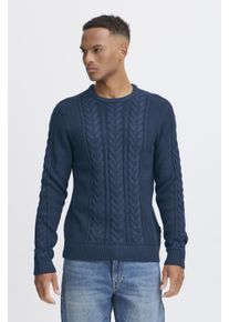 Strickpullover Blend "BHBASIM Crew", Herren, Gr. XL, blau (marineblaus), Strick, Obermaterial: 50% Baumwolle, 47% Polyacryl, 3% Nylon, unifarben, regular fit normal, Rundhals, Rippb&uuml;ndchen, Pullover Strickpullover