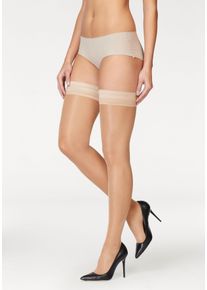 Halterlose Feinstr&uuml;mpfe Lascana, Damen, Gr. 36/38, beige (puder), Elasthan, Polyamid, uni, elastisch, Socken Halterlose Feinstr&uuml;mpfe, mit schlichtem Bund