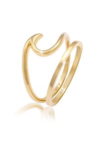 Ring-Set Elli "Ring Wellen Wave Bandring Basic Set (2 tlg) 925 Silber" Gr. 56, gold, Fingerringe, Damen, 56, ohne Stein, Silber 925 (Sterlingsilber), 7mm, Ring-Set
