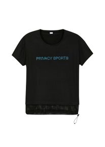 Madeleine Mode Kurzarmshirt MADELEINE "Shirt Oversize-Shirt im Materialmix", Damen, Gr. 38, schwarz, Obermaterial: 62% Polyester PES. 33% Viskose CV. 5% Elasthan EL., Modern, Shirts Kurzarmshirt