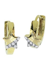 Paar Creolen OSTSEE-SCHMUCK "OSTSEE-SCHMUCK Creole Stern Creole Stern", gelb (wei&szlig;, neutral), Ohrringe, Damen, 12 x 6,0mm, Gelbgold 333, Paar Creolen