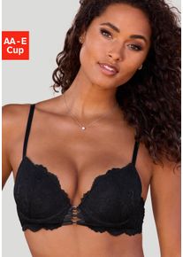 Push-up-BH Lascana, Damen, Gr. 90, Cup E, schwarz, Microtouch, Obermaterial: 60% Polyamid, 35% Polyester, 5% Elasthan, BHs Push-up-BH, in aufregender Leo-Optik, sexy Dessous