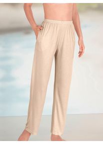 Relaxhose, Damen, Gr. 46, Normalgr&ouml;&szlig;en, beige, 70% Viskose, 30% Polyester, unifarben, lang, Hosen Relaxhose